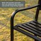 Steel Outdoor Powder Coated Garden Park Seating Bench with Cast Iron Backrest, Lawn Decor Seating Bench for Yard, Patio, Garden, Balcony, and Deck